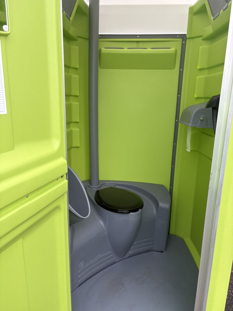 Spacious interior of KinEco portable restroom